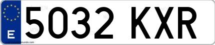 Ejemplo de matrícula española 5032 KXR