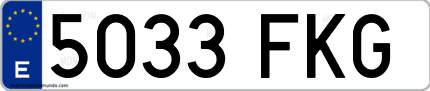 Ejemplo de matrícula de coche ordinaria 5033 FKG