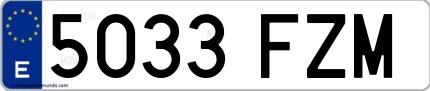Ejemplo de matrícula española 5033 FZM
