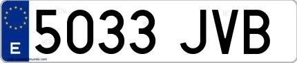 Ejemplo de matrícula española 5033 JVB