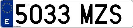 Ejemplo de matrícula española 5033 MZS