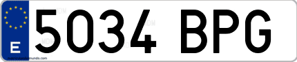 Ejemplo de matrícula de coche ordinaria 5034 BPG