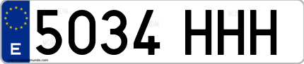 Ejemplo de matrícula de coche ordinaria 5034 HHH