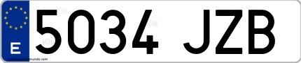 Ejemplo de matrícula española 5034 JZB