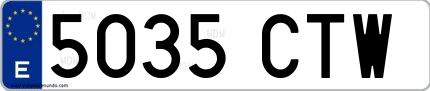 Ejemplo de matrícula española 5035 CTW