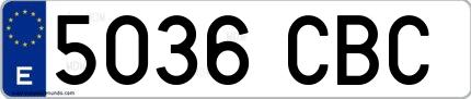 Ejemplo de matrícula española 5036 CBC