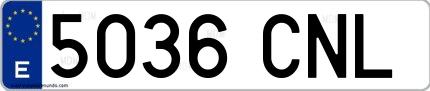 Ejemplo de matrícula española 5036 CNL