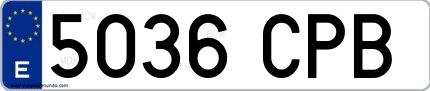 Ejemplo de matrícula española 5036 CPB