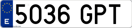 Ejemplo de matrícula de coche ordinaria 5036 GPT