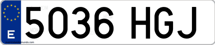 Ejemplo de matrícula de coche ordinaria 5036 HGJ