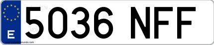 Ejemplo de matrícula española 5036 NFF