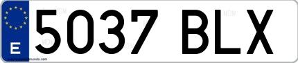 Ejemplo de matrícula de coche ordinaria 5037 BLX