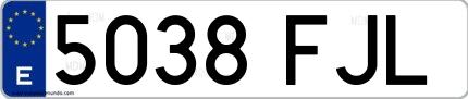 Ejemplo de matrícula española 5038 FJL