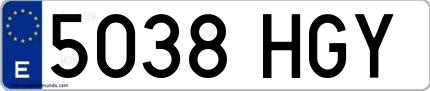 Ejemplo de matrícula española 5038 HGY