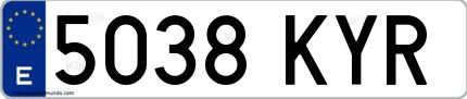 Ejemplo de matrícula española 5038 KYR