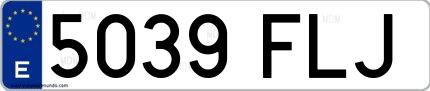 Ejemplo de matrícula española 5039 FLJ
