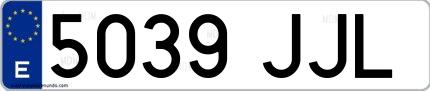 Ejemplo de matrícula española 5039 JJL