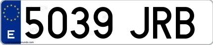 Ejemplo de matrícula española 5039 JRB