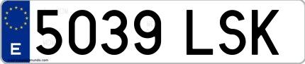 Ejemplo de matrícula española 5039 LSK