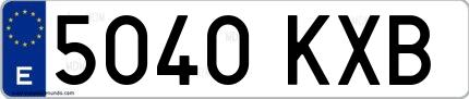 Ejemplo de matrícula española 5040 KXB