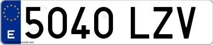Ejemplo de matrícula española 5040 LZV