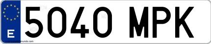 Ejemplo de matrícula española 5040 MPK