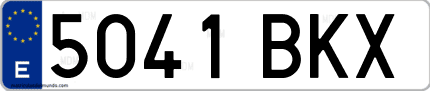 Ejemplo de matrícula de coche ordinaria 5041 BKX