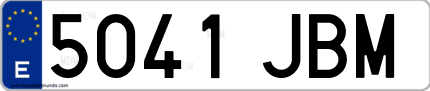 Ejemplo de matrícula de coche ordinaria 5041 JBM