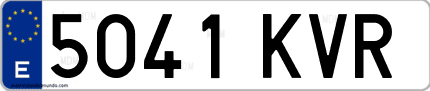 Ejemplo de matrícula de coche ordinaria 5041 KVR