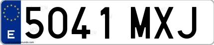 Ejemplo de matrícula de coche ordinaria 5041 MXJ