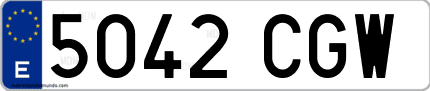 Ejemplo de matrícula de coche ordinaria 5042 CGW