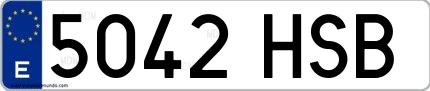 Ejemplo de matrícula española 5042 HSB