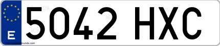 Ejemplo de matrícula española 5042 HXC