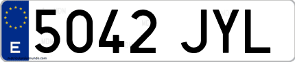 Ejemplo de matrícula de coche ordinaria 5042 JYL