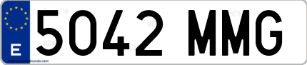 Ejemplo de matrícula de coche ordinaria 5042 MMG