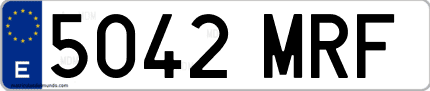 Ejemplo de matrícula de coche ordinaria 5042 MRF