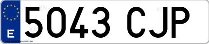 Ejemplo de matrícula española 5043 CJP