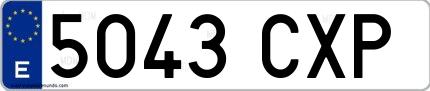 Ejemplo de matrícula española 5043 CXP