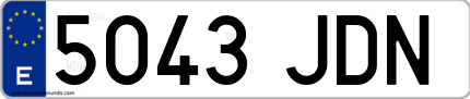Ejemplo de matrícula de coche ordinaria 5043 JDN