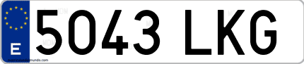 Ejemplo de matrícula de coche ordinaria 5043 LKG