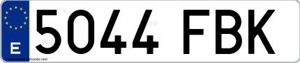 Ejemplo de matrícula española 5044 FBK
