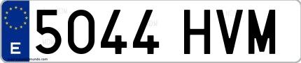 Ejemplo de matrícula española 5044 HVM