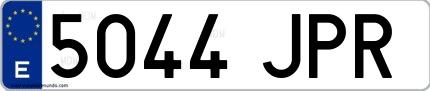 Ejemplo de matrícula española 5044 JPR