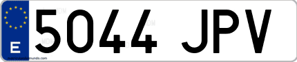 Ejemplo de matrícula de coche ordinaria 5044 JPV