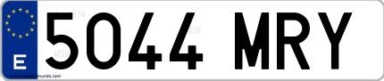 Ejemplo de matrícula española 5044 MRY