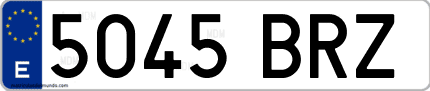 Ejemplo de matrícula de coche ordinaria 5045 BRZ