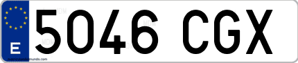 Ejemplo de matrícula de coche ordinaria 5046 CGX