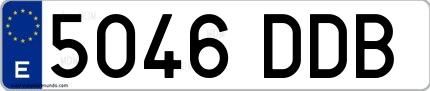 Ejemplo de matrícula española 5046 DDB