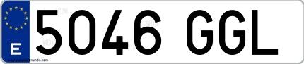 Ejemplo de matrícula española 5046 GGL