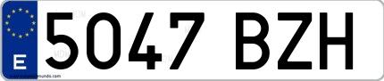 Ejemplo de matrícula española 5047 BZH